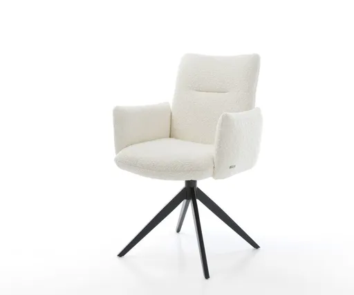 Otočná židle Jova-Flex s područkami Bouclé bílá Křížový rám