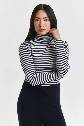 ROLÁK GANT LIGHT COTTON STRIPED LS TURTLENECK EVENING BLUE