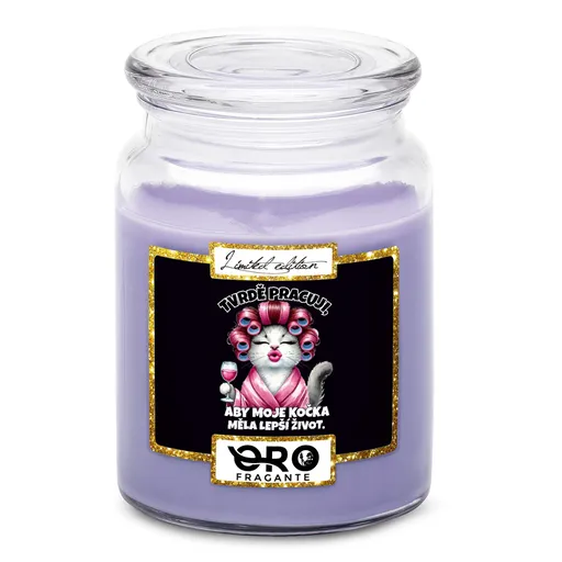 Svíčka Lepší život – kočka (Vůně svíčky: Levandule)