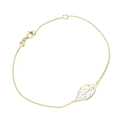 Cutie Jewellery Půvabný dámský náramek ze žlutého zlata Lístek Z0131-60-X-1