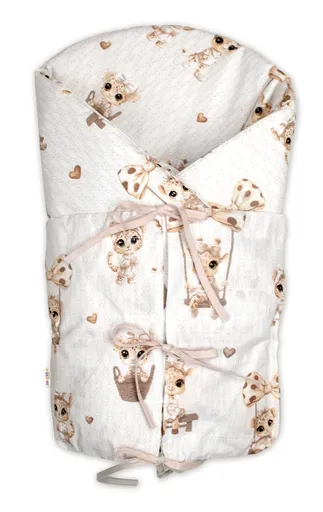 Baby Nellys Klasická retro zavinovačka šněrovací s výplní - Žirafka béžová