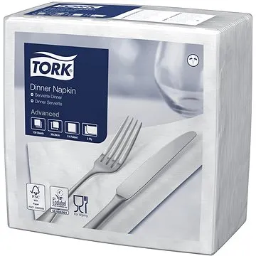 Tork ubrousky večeře, bílé, 2-vrstvé, 39 × 39 cm, 150 ks (3133200040051)