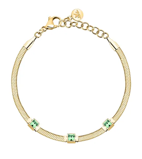 Morellato Pozlacený náramek se zelenými krystaly Hádek Gioia SAVY31
