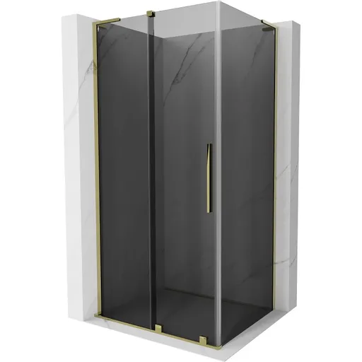 MEXEN/S Velar L sprchový kout, posuvné dveře 100 x 120, grafit, zlato 871-100-120-43-50