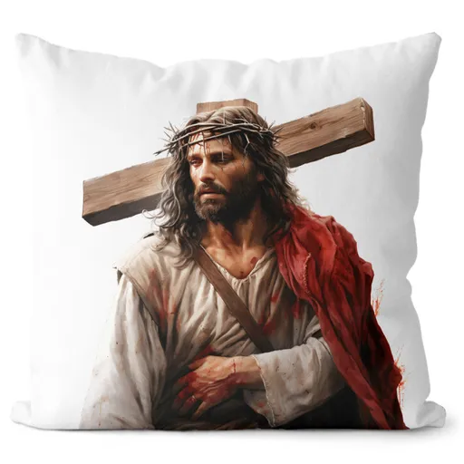 Polštář Ježíš a kříž (Velikost: 55 x 55 cm)