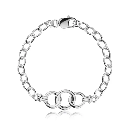 Náramek ze stříbra 925 - uprostřed větší propojené kruhy, oválné články