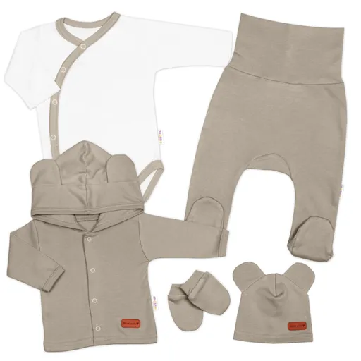 Baby Nellys 5D Bavlněná souprava pro miminko do porodnice Nature, béžová,62