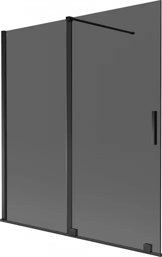 MEXEN/S Velar dvoukřídlá posuvná vanová zástěna 150 x 150, grafit, černá 896-150-000-41-70