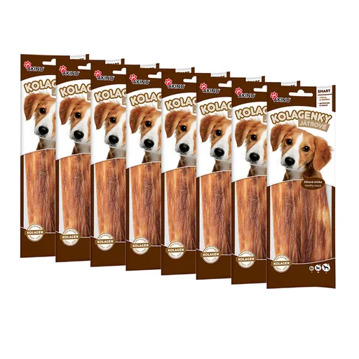 Akinu Kolagenové pásky s drůbežími játry pamlsek pro psy 8 x 60 g