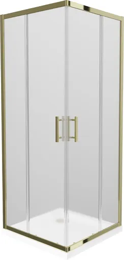 MEXEN/S Rio sprchový kout čtverec 80x80, dekor, zlatá + bílá vanička se sifonem 860-080-080-50-30-4010G