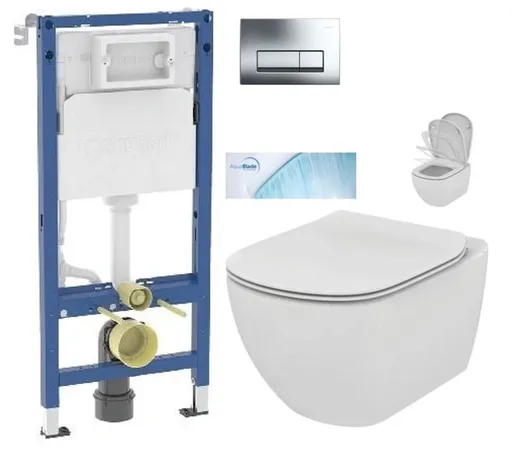 GEBERIT DuofixBasic s chromovým tlačítkem DELTA51 + WC Ideal Standard Tesi se sedátkem SoftClose, AquaBlade  458.103.00.2 51CR TE1