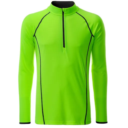 James & Nicholson (Daiber) Pánské funkční tričko s dlouhým rukávem JN498 - Jasně zelená / černá | L