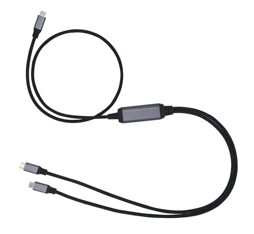 Kabel C-TECH USB Type-C PD 100W power splitter, 0,7m + 2x0,5m, černý