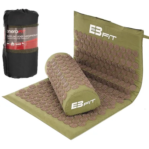 Akupresurní PREMIUM podložka na cvičení s polštářkem 67x42x2 cm, Maskáč khaki