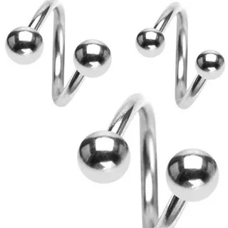 Piercing do obočí z oceli 316L, spirála s kuličkami - Rozměr: 10 mm x 4 mm