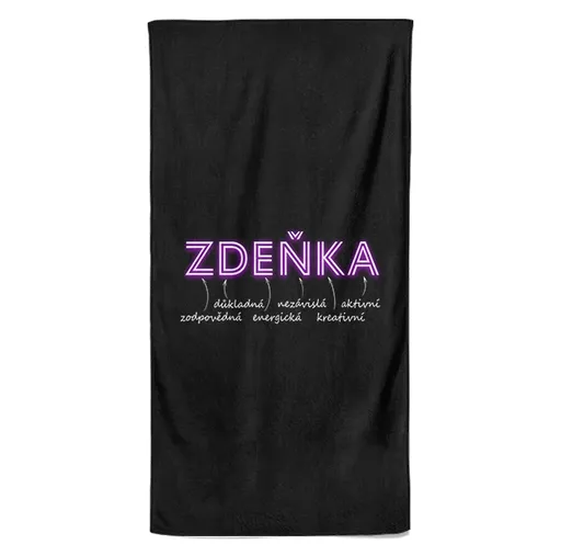 Osuška Ženská jména – NEON (Jméno: Zdeňka, Velikost osušky: 100x170cm)