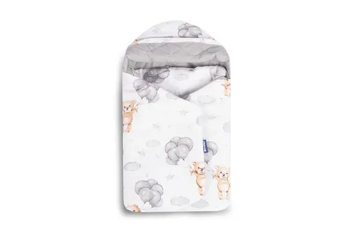 SENSILLO Zavinovačka 2v1 do autosedačky, kočárku, mušelín, bavlna, Medvídek šedý