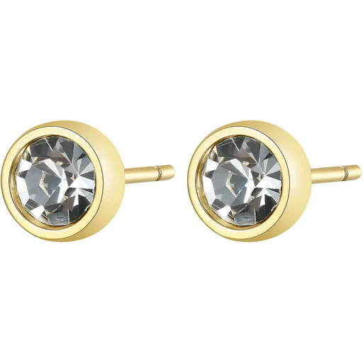 S'Agapõ Pozlacené ocelové náušnice s krystaly CLICK SCK26