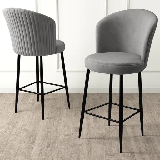 Bar Stool Set (2 Pieces) Fora - Grey, Black