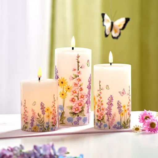 3 LED svíčky Luční květiny