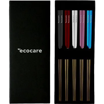 ECOCARE Kovové Sushi Hůlky Box Gold Mix Handle 10 ks (0750122452217)