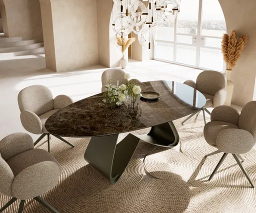 Jídelní stůl Edge oválný 220x120 keramika Laminam® Emperador