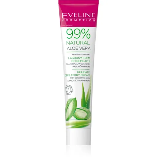 Eveline Cosmetics 99% Natural Aloe Vera zklidňující depilační krém linie bikin a podpaží 125 ml