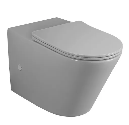 SAPHO PACO WC kombi mísa, Rimless, 61x38 cm, spodní/zadní odpad, šedá mat PC1012GR-111