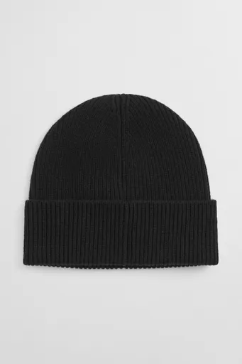 ČEPICE GANT WOOL RIBBED BEANIE BLACK