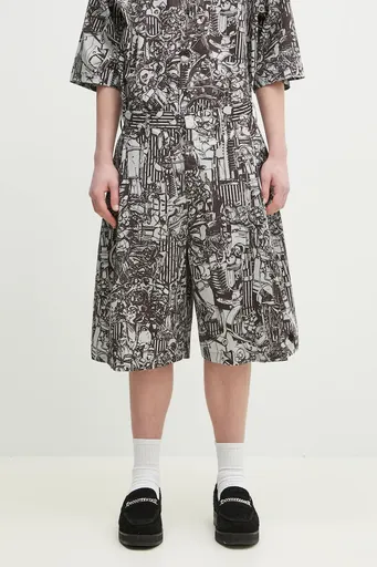 Bavlněné šortky Marcelo Burlon Aop Mech Pajama Shorts Dark Grey Medium