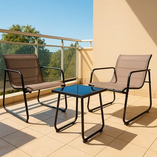 Zahradní relax set 2 křesla a stolek, ocel/textil, skládací