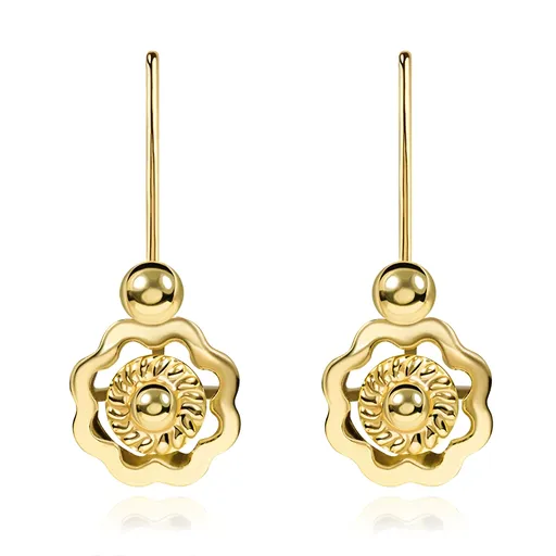 Zlaté dětské náušnice 14K květina s kuličkou uprostřed