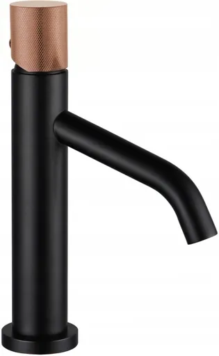 MEXEN/S Rumba One umyvadlová baterie, černá / růžové zlato 73501-76