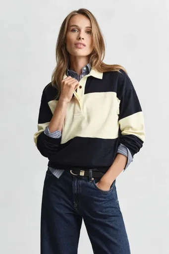 POLOKOŠILE GANT PIQUE TEXTURE COLOR BLOCK RUGGER EVENING BLUE