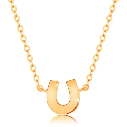 Zlatý náhrdelník 585 - lesklý řetízek, malá podkovička pro štěstí