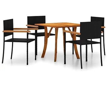 5dílný zahradní jídelní set černý, 3071884 (3071884)