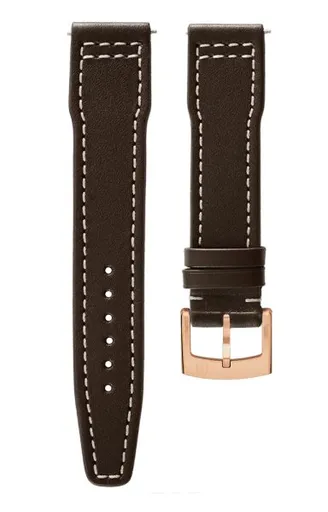 Kožený řemínek Biatec Marine | Tmavě hnědý - 20 mm - Zlatá