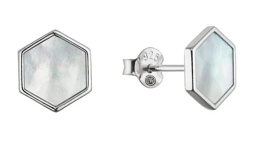Evolution Group - Pavona Stříbrné náušnice s perletí Hexagon 11689.1