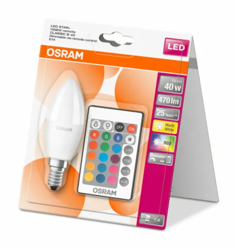OSRAM LED STAR+ CL B RGBW FR 40 stmívatelné ovladačem 5,5W/827 E14