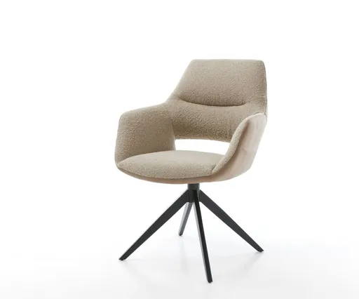 Jídelní židle Yago-Flex s područkami mix materiálů béžová