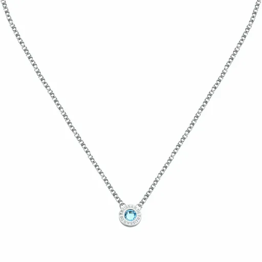 Trussardi Módní ocelový náhrdelník s modrým krystalem T-Logo TJAXC109