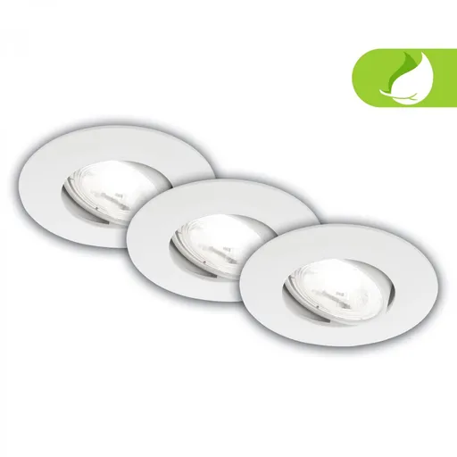 BRILONER 3ks sada LED vestavné bodové svítidlo EEK A  9mm, nastavitelné, ploché, 2W, 4000K, bílé 7989036