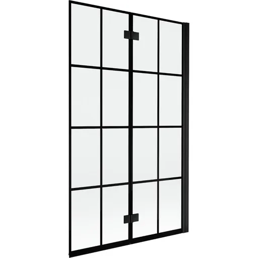 MEXEN MIST vanová zástěna 110x150 cm 6mm 2-s, černá, dekor, pravá 8A9-110-002-70-77-P