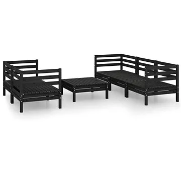 6dílná zahradní sedací souprava černá masivní borovice, 3082476 (3082476)