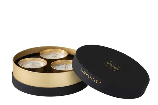 3ks vonná svíčka v černo-zlaté dárkové krabičce Green Tea - 3*18h  J-Line by Jolipa