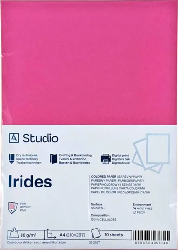 Barevný papír A4 80g Irides – růžový 10 listů