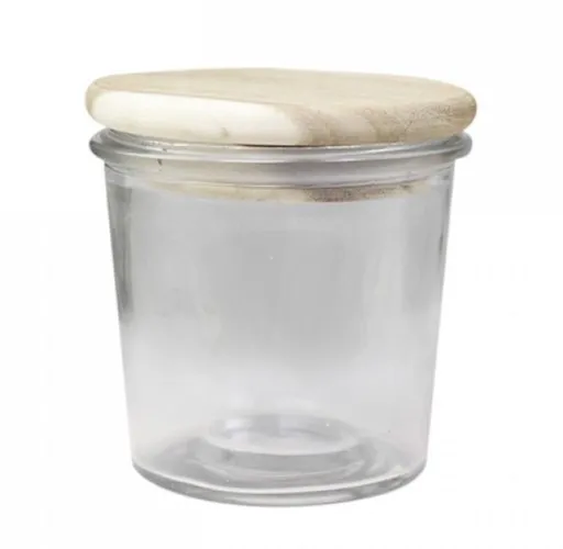 Skleněná dóza s dřevěným víčkem Vallet - Ø 9*9cm Chic Antique