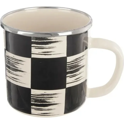 Hrnek smalt ŠACHOVNICE Lem 0,41 l, pr. 8,8 cm