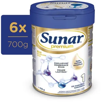 Sunar Premium 1 počáteční kojenecké mléko, 6× 700 g  (8592084417628)