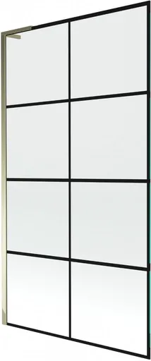 MEXEN/S Next L vanová zástěna FIX 100 x 150, černá vzor, zlatá 895-100-000-03-77-50